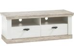 Lowboard Home Affaire "Florenztv-Board, Tv-Schrank", Weiß (Pinie Weiß), B:134Cm H:51Cm T:44Cm, Sideboards, Lowboard, Fernsehtisch Im Romantischen Landhaus-Look, Breite 134 Cm