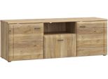 Lowboard Forte "Akinori Tv-Board, Tv-Schrank", Braun (Mauvella Eiche), B:149,8Cm H:53,7Cm T:41,8Cm, Holzwerkstoff, Sideboards, Lowboard, Tv Board, Mdf Front, Holzoptik; Metallgriffe, Vollauzug, Soft Close