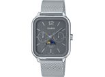 Quarzuhr, Silber (Silberfarben, Anthrazit), Casio Timeless Collection, Armbanduhren, Damen, Quarzuhr, Armbanduhr, Herrenuhr, Damenuhr, Datum, Mondphase, Edelstahlarmband