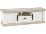 Lowboard Home Affaire "Florenztv-Board, Tv-Schrank", Weiß (Pinie Weiß), B:156Cm H:51Cm T:44Cm, Sideboards, Lowboard, Im Romantischen Landhaus-Look, Fernsehtisch Breite 156 Cm