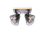Brilliant Lampe, Whole Spotplatte 4Flg Schwarz/Holzfarbend, Metall/Holz, 4X D45, E14, 40W,Tropfenlampen (Nicht Enthalten)