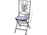 Vidaxl Sedie Da Bistrot Pieghevoli 2 Pz. Ceramica Blu E Bianca