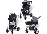 Vidaxl Carrozzina 3 In 1 Alluminio Grigio E Nero