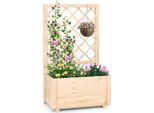 Fioriera Costway Con Traliccio, Traliccio E Fori Di Drenaggio, Fioriera A Letto Rialzato Per Piante Rampicanti, Fioriera In Legno 58X35X101Cm Natura