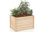 Costway Fioriera Da Giardino In Legno, Letto Da Giardino Profondo, Fioriera Con Fondo Aperto, Fioriera Da Giardino Rettangolare In Legno Massiccio 120X120X63Cm