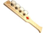 Tavola Da Portata Per Liquori Da 40 Cm + 4 Bicchieri | Supporto Per Alcolici In Legno | Vassoio Per Shot Bar | Set Da Barman Con Bicchieri