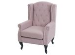 Sessel Chesterfield Oxford, Relaxsessel Clubsessel Ohrensessel, Wasserabweisend Stoff/Textil ~ Hellrosa Ohne Ottomane
