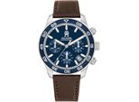 Chronograph Tommy Hilfiger "TH85 Chronograph", Braun (Braun, Dunkelblau), Armbanduhren, Herren, Chronograph, Quarzuhr, Armbanduhr, Herrenuhr, Lederarmband, Analog, Tag