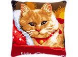 Kit Cuscino Punto Croce Stampato Vervaco "Gatto"", 40X40Cm"