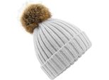 Cappello Unisex Beechfield In Maglia Con Pompon RW5283 (Taglia Unica) (Grigio Chiaro)