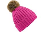 Cappello A Maglia Unisex Beechfield Con Pompon RW5283 (Taglia Unica) (Fucsia)
