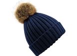 Cappello A Maglia Unisex Beechfield Con Pompon RW5283 (Taglia Unica) (Blu Navy)