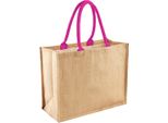 Borsa Della Spesa Westford Mill In Iuta, 21 Litri BC1542 (Taglia Unica) (Naturale/Fucsia)