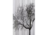 Tenda Da Doccia 180X200Cm, Pe, Bianco/Nero, Decorazione Albero