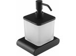 Sapho Flori - Distributore Di Sapone Con Supporto, Vetro Lattiginoso/Nero Opaco RF019/15