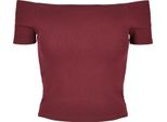 Urban Classics - Donna Off Shoulder Rib Tee Redwine - Xl