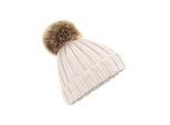 Cappello A Maglia Unisex Beechfield Con Pompon RW5283 (Taglia Unica) (Bianco Naturale)