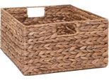 Vivanno Cestino Da Scaffale In Giacinto D'acqua Lanta Rettangolare, Intrecciato Naturale - 41X34X19 Cm