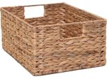 Vivanno Cestino Da Scaffale In Giacinto D'acqua Lanta Rettangolare, Intrecciato Naturale - 34X27X16 Cm
