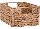 Vivanno Cestino Da Scaffale In Giacinto D'acqua Lanta Rettangolare, Intrecciato Naturale - 27X20X13 Cm