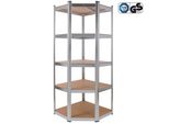 Scaffale Angolare Arebos Sistema A Innesto Per Carichi Pesanti 875 Kg, 5 Ripiani In Mdf, 180X70X70 Cm, Argento