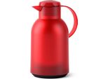 Emsa Samba Isolierkanne Quick Press, Kanne, Teekanne, Kaffeekanne, Kaffee, Kunststoff, Transparent-Rot, 1.5 L, N4011700