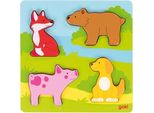 Goki 57433 Puzzle Del Sentimento Degli Animali 21 X 21 X 1,8 Cm, Legno, 4 Pezzi, Colorato