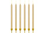 Candele Di Compleanno Con Supporto 12,5 Cm Oro, Set Di 12 Candeline