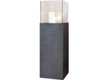 Vivanno Lanterna In Fibrocemento Candela Rettangolare, Grigio Cemento Opaco - 25X25X80 Cm