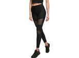 DáMské Leginy Urban Classics Donna Tech Mesh Rib Leggings Nero - 5XL