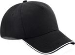Beechfield Unisex Authentic 5 Panel Baseball Cap Per Adulti BC4640 (Taglia Unica) (Nero/Bianco)