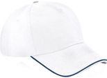 Berretto Da Baseball Beechfield Unisex Authentic 5 Panel Per Adulti BC4640 (Taglia Unica) (Bianco/Navy)