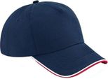 Berretto Da Baseball Beechfield Unisex Authentic 5 Panel Per Adulti BC4640 (Taglia Unica) (Navy/Rosso/Bianco)