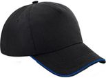 Berretto Da Baseball Beechfield Unisex Authentic 5 Panel Per Adulti BC4640 (Taglia Unica) (Nero/Blu Reale)