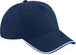 Berretto Da Baseball A 5 Pannelli Beechfield Unisex Authentic Per Adulti BC4640 (Taglia Unica) (Blu Scuro/Bianco)