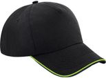 Beechfield Unisex Authentic 5 Panel Baseball Cap Per Adulti BC4640 (Taglia Unica) (Nero/Lime)