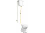 Vaso Wc Retro Con Cassetta, Scarico Orizzontale, Bianco/Bronzo