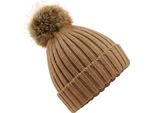 Cappello Unisex In Maglia Con Pompon RW5283 (Taglia Unica) (Beige)