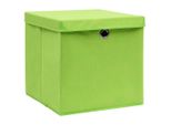 Vidaxl Scatole Portaoggetti Con Coperchio 10 Pz. Tessuto Verde 32X32X32 Cm