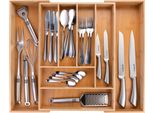 Vassoio Portaposate Estensibile 46 X 34 - 56,6 X 6 Cm - Da 6 A 8 Scomparti - Materiale Ecologico In Bambù