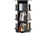 Libreria Girevole A 3 Livelli, Salvaspazio, Resistente In Pvc E Acciaio Inox, Nero