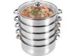 Vaporiera A 5 Livelli In Acciaio Inox, Diametro 30 Cm, Lavabile In Lavastoviglie, Cottura Multifunzionale