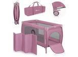 Lionelo Stefi Plus 2-In-1 Lettino Da Viaggio E Box Fino A 15 Kg, Lettino Per Bambini, Lettino Da Viaggio Con Materasso, Ingresso Laterale Con Zip - Rosa