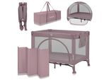 Lionelo Lettino Da Viaggio Laura 2In1 Fino A 15 Kg Box Da 0 A 36 Mesi, Ingresso Laterale, 2 Livelli Di Altezza, Borsa Da Viaggio - Rosa