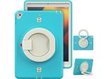 Custodia Per Ipad 9/8/7 10,2" Blindata Con Supporto Girevole Turchese"