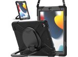 Custodia Per Ipad 9/8/7 10,2" Blindata Con Supporto Girevole Nero"