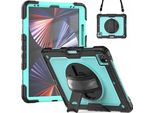 Custodia Per Ipad Pro 4/5 12,9" Con Supporto E Tracolla Turchese"