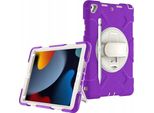 Custodia Per Ipad 9/8/7 10,2" Blindata Con Supporto Girevole Viola"
