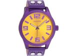 Quarzuhr OOZOO, lila, Armbanduhren, Damen, Armbanduhr, Damenuhr, Herrenuhr, Lederarmband, Ø 46mm