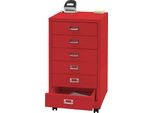 Piedistallo Mobile HWC-L49, Armadio A Cassetti In Acciaio, Schedario, Metallo 75X40X41Cm 6 Cassetti ~ Rosso